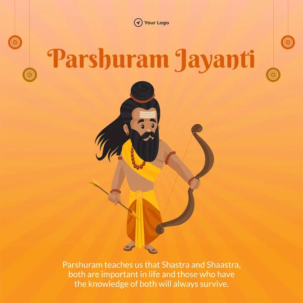 Banner Design Happy Parshuram Jayanti Cartoon Style Template — Stockový vektor