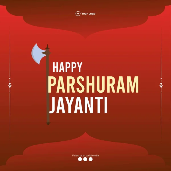 Banner Design Happy Parshuram Jayanti Cartoon Style Template — Stockový vektor