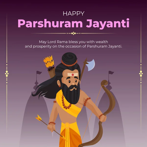 Banner Design Happy Parshuram Jayanti Cartoon Style Template — Stockový vektor