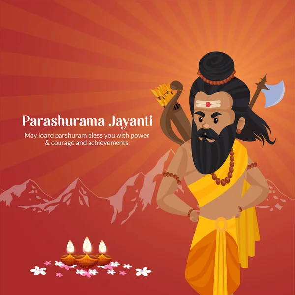 Banner Design Parshuram Jayanti Hindu Festival Cartoon Style Template — Stockový vektor