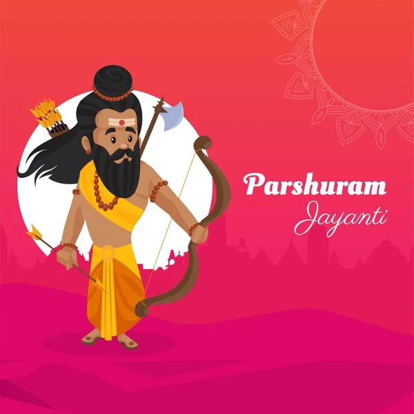 Banner Design Parshuram Jayanti Hindu Festival Cartoon Style Template — Stockový vektor