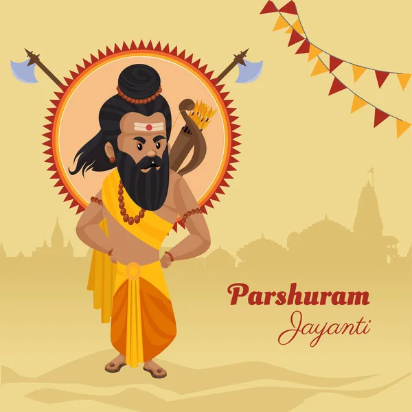 Banner Design Parshuram Jayanti Hindu Festival Cartoon Style Template — Stockový vektor