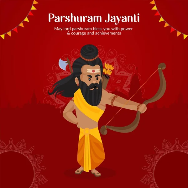 Banner Design Parshuram Jayanti Hindu Festival Cartoon Style Template — Stockový vektor