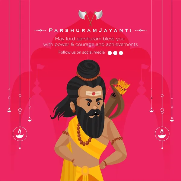 Flat Parshuram Jayanti Hindu Festival Banner Design Template — Stockový vektor