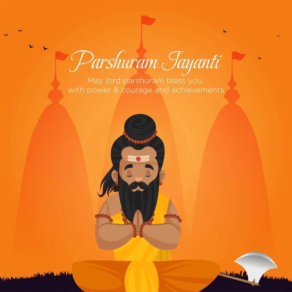 Flat Parshuram Jayanti Hindu Festival Banner Design Template — Stockový vektor