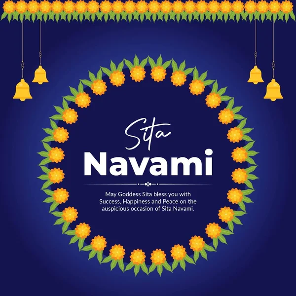 Creative Banner Design Happy Sita Navami Cartoon Style Template — Stock Vector