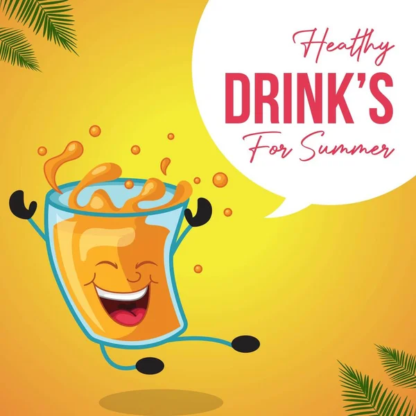 Healthy Drink Summer Banner Design Template — ストックベクタ