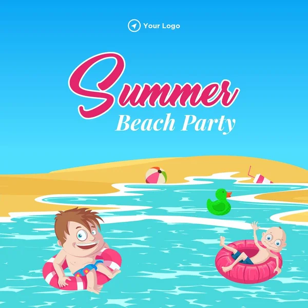 Summer Beach Party Banner Design Template — Stockový vektor