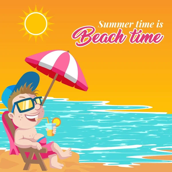 Summer Time Beach Time Banner Design Template — Stockový vektor