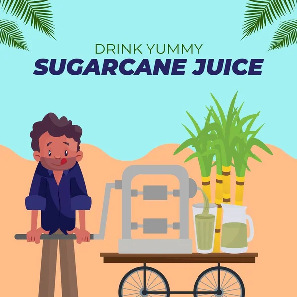 Drink Yummy Sugarcane Juice Banner Design Template - Stok Vektor