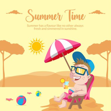 Yaz zamanı afiş tasarım şablonu.  