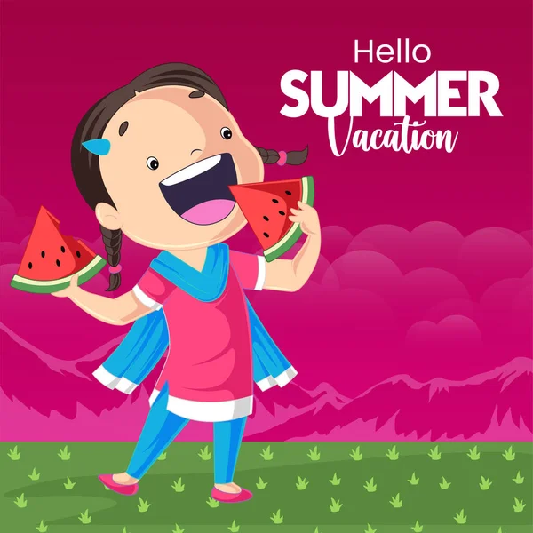 Hello Summer Vacation Banner Design Template — Stock Vector