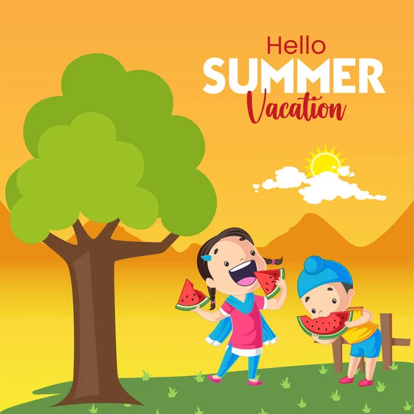 Hello Summer Vacation Banner Design Template — Stockvektor