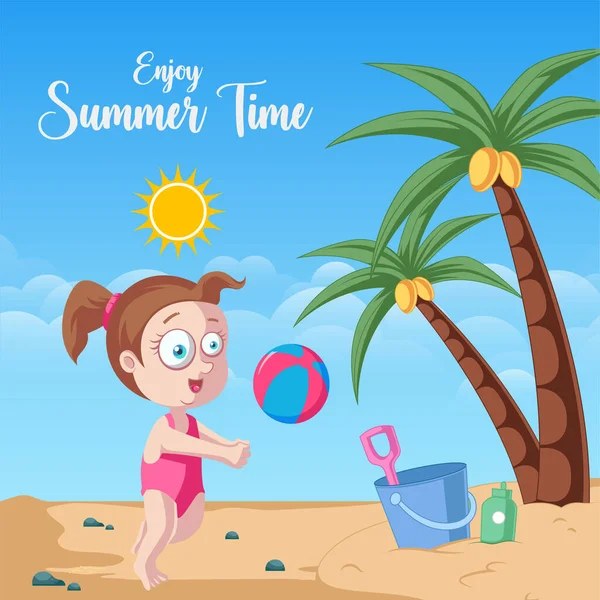 Enjoy Summer Time Banner Design Template — Stock Vector