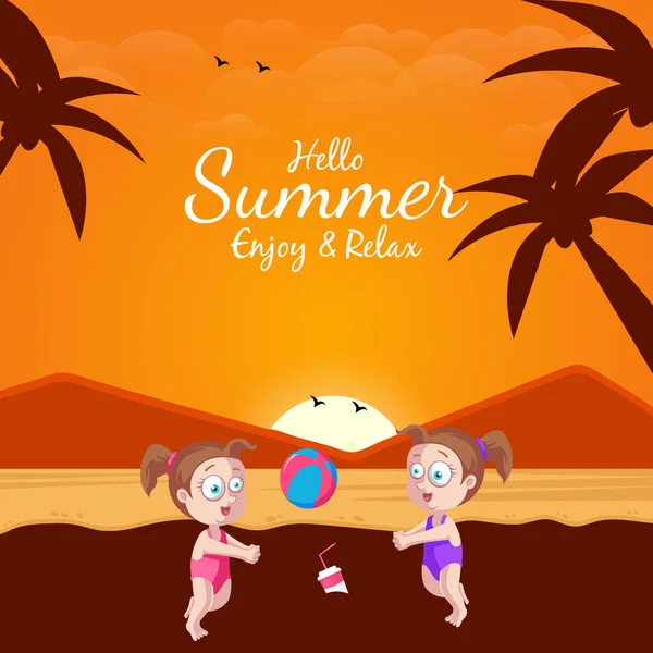 Hello Summer Enjoy Relax Banner Design Template — Wektor stockowy