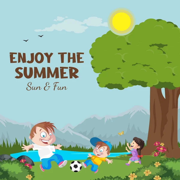 Enjoy Summer Sun Fun Banner Design Template — Wektor stockowy