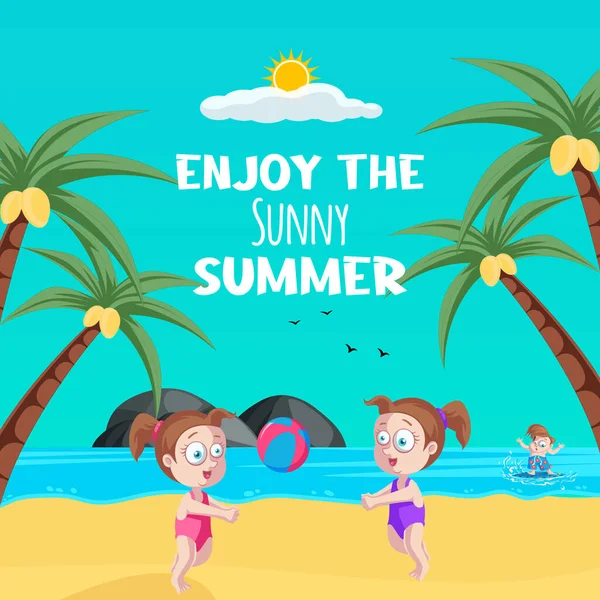 Enjoy Sunny Summer Banner Design Template — Stockvektor