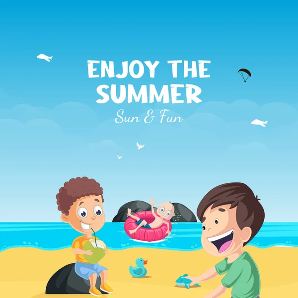 Enjoy Summer Sun Fun Banner Design Template — Stockvektor