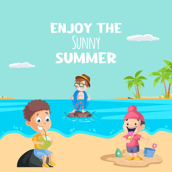 Banner Design Enjoy Sunny Summer Template — Stockový vektor