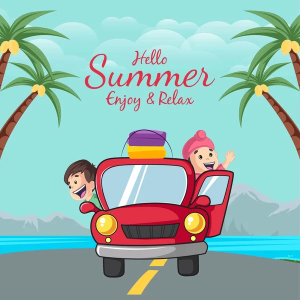 Hello Summer Enjoy Relax Banner Design Template — Stockvektor
