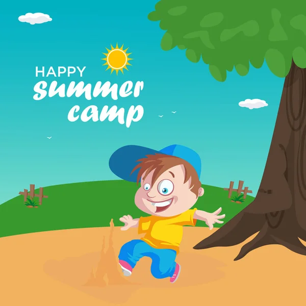 Happy Summer Camp Banner Design Template — Stockvektor
