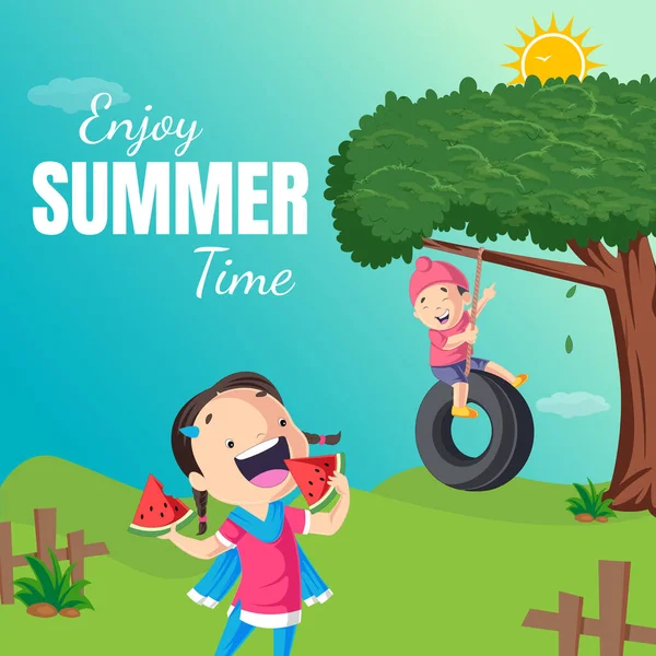 Enjoy Summer Time Banner Design Template — Stockvektor