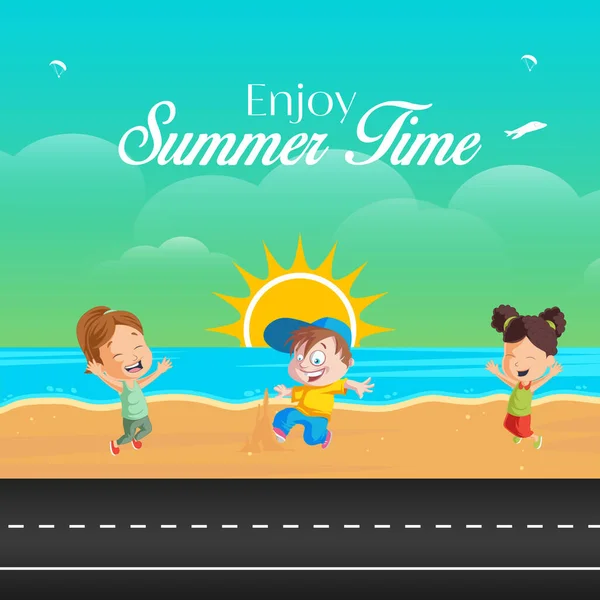 Banner Design Enjoy Summer Time Template — Stockvektor