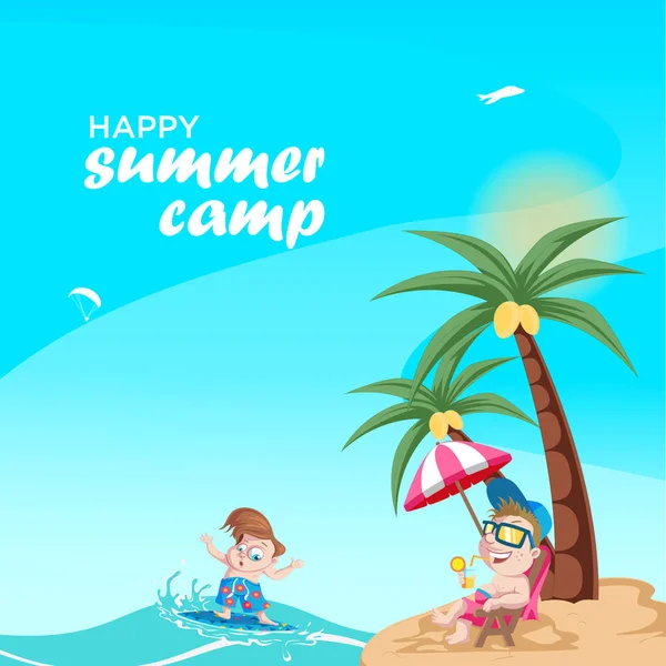 Happy Summer Camp Banner Design Template — Stockový vektor