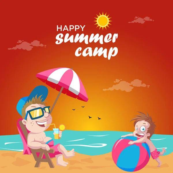 Banner Design Happy Summer Camp Template — Wektor stockowy