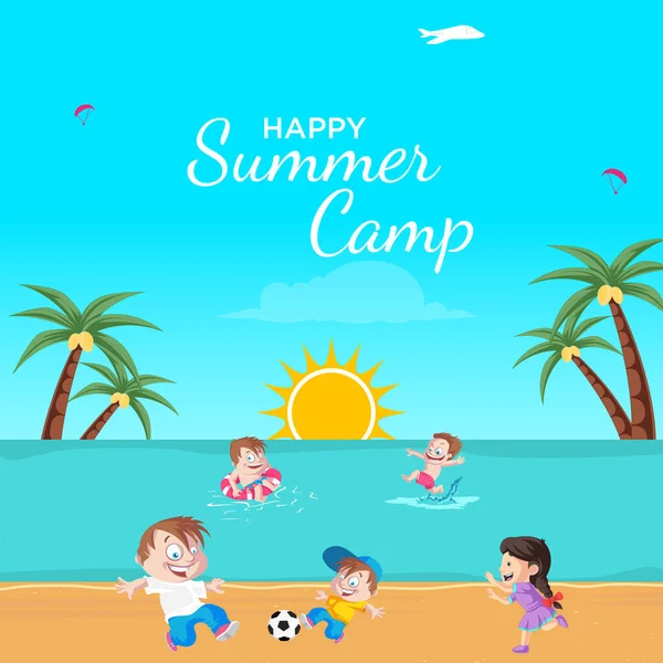 Banner Design Happy Summer Camp Template — Wektor stockowy