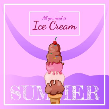 Tek ihtiyacın olan dondurma yaz pankartı tasarım şablonu. 