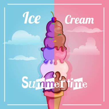 Dondurma yaz şablonunun pankart tasarımı. 