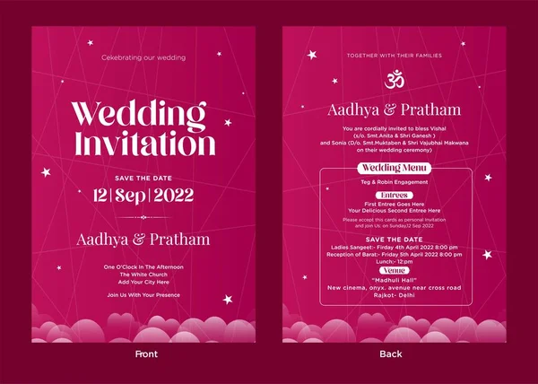 Elegant Traditional Indian Wedding Invitation Card Template — Stock Vector