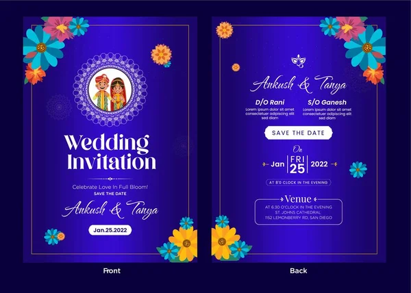 Elegant Traditional Indian Wedding Invitation Card Template — Stock Vector