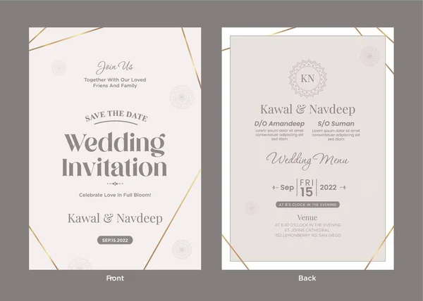 Elegant Indian Wedding Invitation Card Template Design — Stockvektor