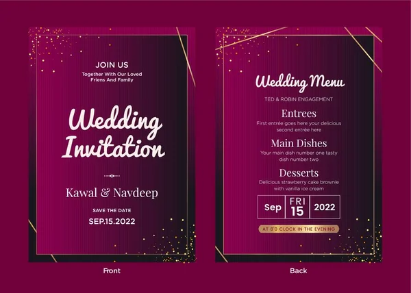 Elegantes Design Der Indischen Hochzeitseinladungskarte — Stockvektor