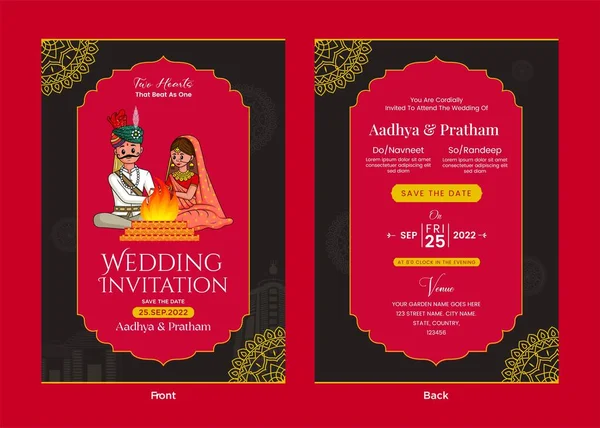 Чудова Індійська Весільна Листівка — стоковий вектор
