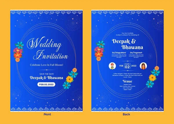 Schöne Indische Hochzeitseinladungskarte Vorlage Design — Stockvektor