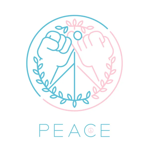 Logo Peace Pinky Juro Dedo Meñique Con Rama Olivo Editable — Vector de stock