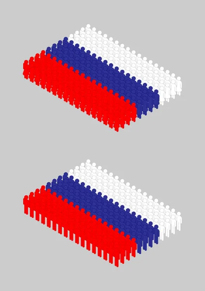 Homem Mulheres Isométrico Ícone Pictograma Rússia Bandeira Nacional Padrão Azul — Vetor de Stock