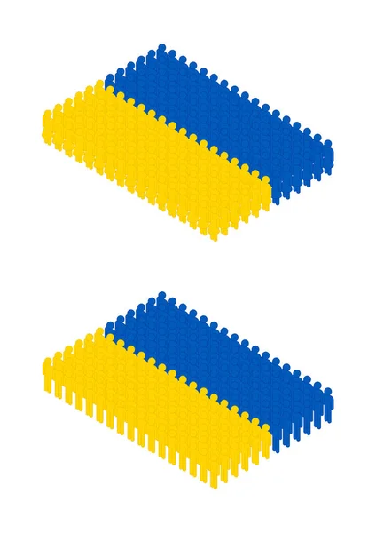 Man Women Isometric Icon Pictogram Ukraine National Flag Pattern Blue — Διανυσματικό Αρχείο
