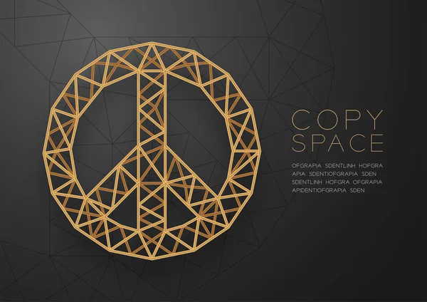 Peace Icon Draadframe Polygon Gouden Frame Structuur Patroon Vreedzaam Bidden — Stockvector