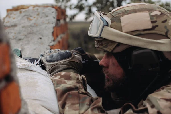 Українські Військові Захищають Свої Позиції — стокове фото