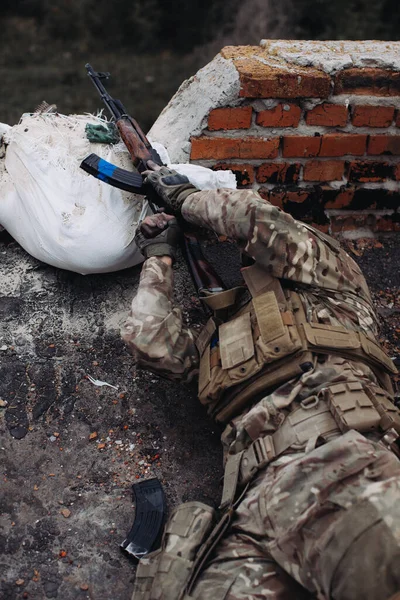 Ukrainas Militär Försvarar Sina Ståndpunkter — Stockfoto