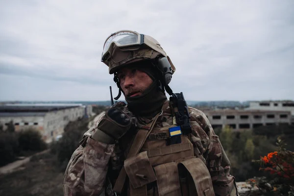 Ukrainian Military Uses Radio Communication War Ukraine Russia — Stock Photo, Image