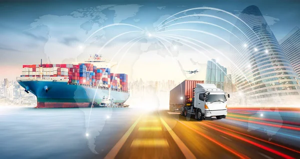 Global Logistique Affaires Import Export Container Cargo Ship Cargo Plane — Photo