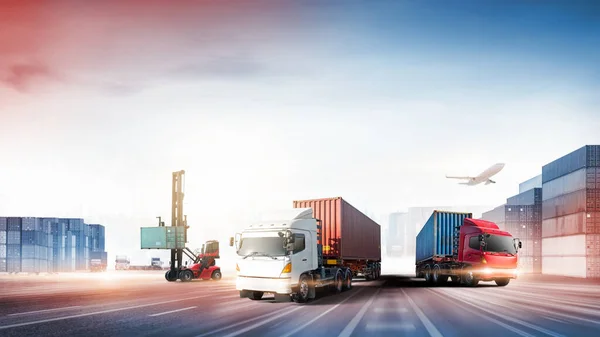 Wereldwijde Zakelijke Logistiek Import Export Container Vrachtschip Met Container Handlers — Stockfoto