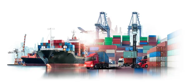 Logistique Affaires Mondiale Importation Exportation Conteneurs Cargo Chargement Navires Port — Photo