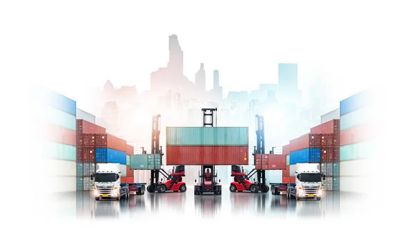 Logistika Import Export Mezinárodní Přeprava Vysokozdvižný Vozík Manipulační Kontejner Nakládací — Stock fotografie