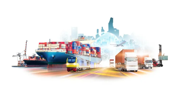 Exportation Importations Logistiques Transport International Conteneurs Cargo Port Train Marchandises — Photo